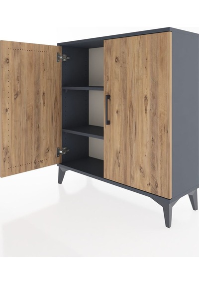 Arges Şifonyer 2 Raflı 2 Kapaklı 88x30x96 Antrasit-çam Antrasit