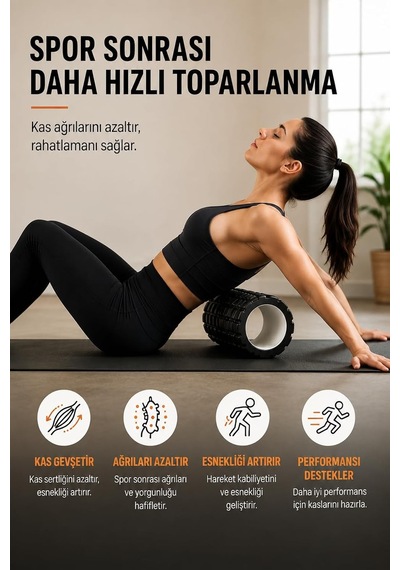 Foam Roller Yüksek Yoğunluklu Orta Sert Masaj Rulosu Eva Kas Gevşetici Yoga Pilates Fitness Çok Renkli