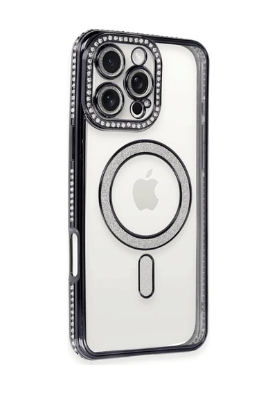 Apple Uyumlu iPhone 16 Pro Uyumlu Kılıf Joke Simli Magneticsafe Kılıf - Siyah