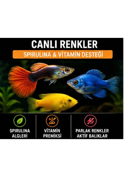 Tr Etçil Akvaryum Balık Yemi, Granül 500 800 Micron, Yüksek Proteinli%50, Hızlı Büyüme, Canlı Renk, Tüm Trop