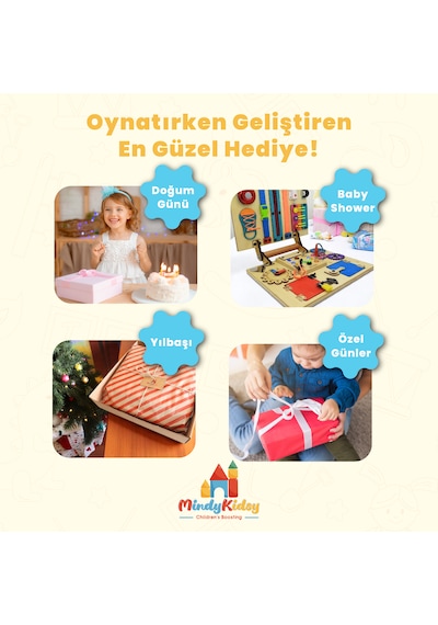 Montessori Aktivite Öğrenme Çantası Eğitici ve Geliştirici Ahşap Oyuncak Panosu Tahtası