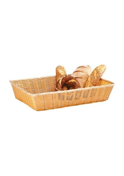 Hasır Görünümlü Dikdörtgen Ekmek Sepeti, Plastik Rattan, Bej, Servis Ve Sunum İçin Genel