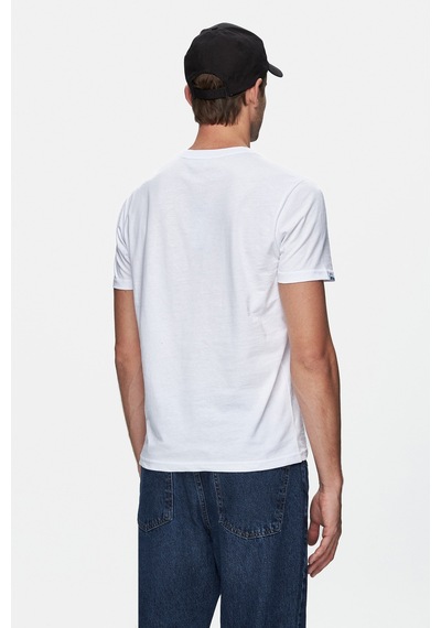 Ucla Bass Beyaz Bisiklet Yaka Baskılı Standard Fit Erkek Tshirt Beyaz