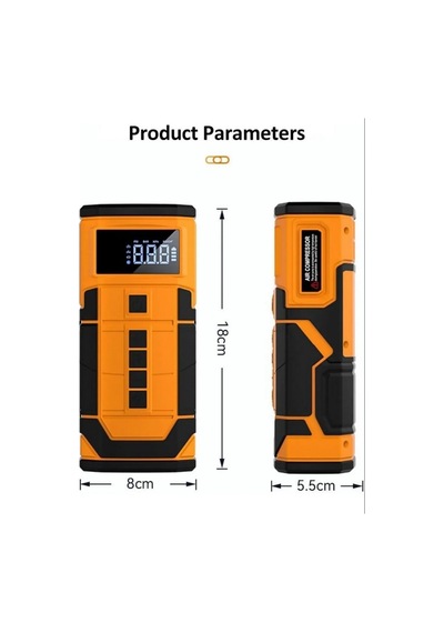 Acil Akü Takviye Marş Motoru Start 8000mah 14.8v 150psi Lastik Şişirme Pompası Powerbank