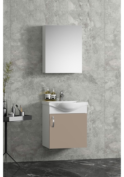 Yıldız 45 Cm Beyaz-selenit Mdf Seramik Lavabolu Asma Banyo Dolabı Takımı