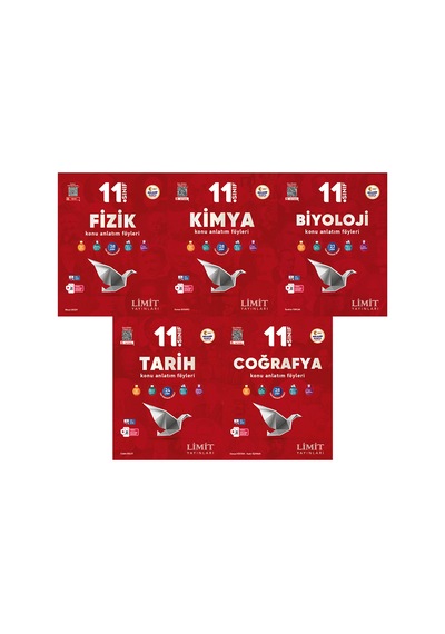 Limit 2027 11. Sınıf Fizik + Kimya + Biyoloji + Tarih + Coğrafya Konu Anlatım Föyleri Seti 5 Kitap Maarif Model