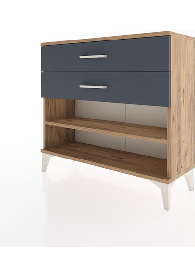 Arges Şifonyer Tek Raflı 2 Çekmeceli 88x30x80 Çam-antrasit Atlas Çam