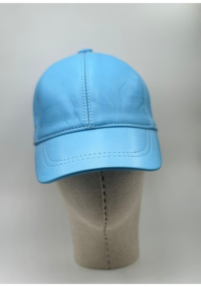 Emybox %100 Deri El Yapımı Unisex İç Astarlı Ayarlanabilir Boyut Cırtcırtlı 8 Parça Deri Şapka Mavi