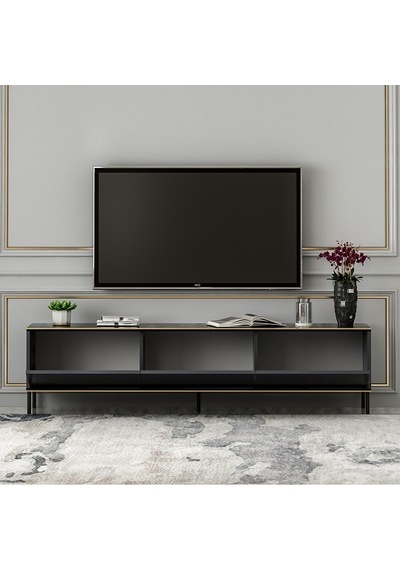 Tv Sehpası Kozan Antrasit Mermer Desen 180 Cm