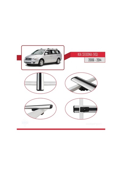 Kia Sedona Vq 2006-2014 Arası İle Uyumlu Basic Model Ara Atkı Tavan Barı Gri 3 Adet