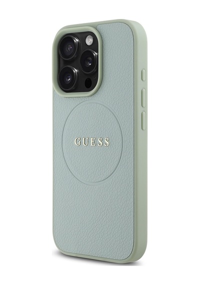Apple Uyumlu iPhone 16 Pro Max Kılıf Guess Lisanslı Magsafe Şarj Özellikli Yazı Logolu Grained Yeşil
