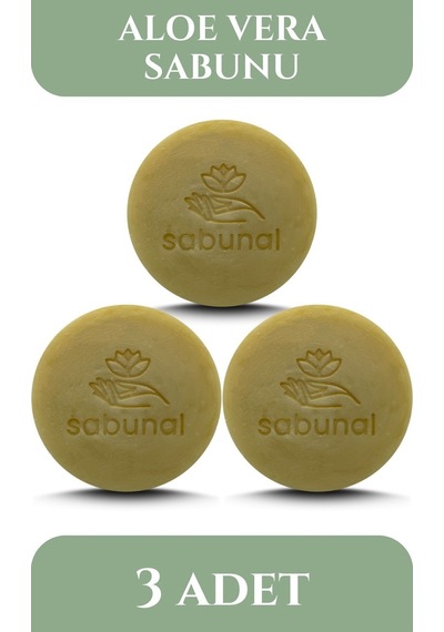 Sabunal Aloe Vera Sabunu 3 Adet - Nemlendirici ve Yatıştırıcı Bitkisel Sabun