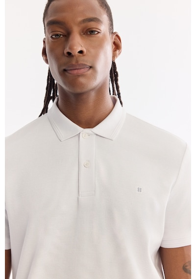 Avva Erkek Beyaz Kıvrılmaz Polo Yaka %100 Pamuk Basic Regular Fit T-shirt B001032