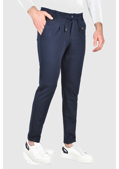 Deepsea Erkek Lacivert Beli Lastikli Slim Fit Likralı Duble Paça Penye Spor Pantolon 2502385 Lacivert