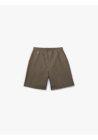 Koton Beli Bağlamalı Regular Fit Cepli Keten Şort Kahverengi 5sak40506pw Kahve