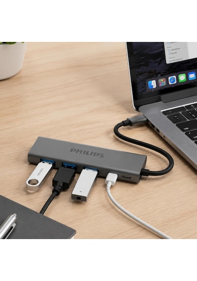 Philips 4-ın-1 Usb-c Hub 3x Usb 3.0 5gbps, 1x Usb-c 5gbps, Hızl