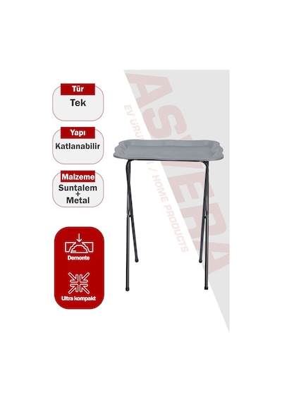 Asvera Zenith Pratik Katlanabilir Kamp Sehpası - Metal Gövdeli Portatif Balkon Ve Piknik Masası Diğer