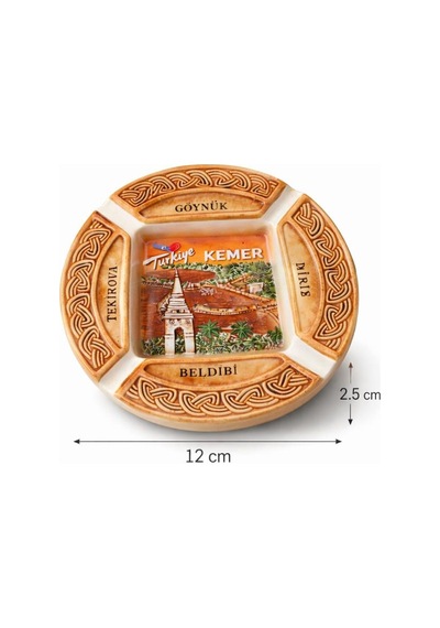 Kemer Temalı Seramik Küllük Dekoratif Hediyelik, Vintage Masa Üstü Aksesuar 12 Cm