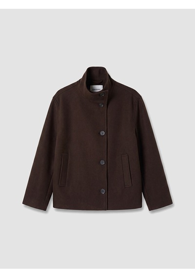 Lcw Modest Kahverengi Dik Yaka Oversize Kadın Kaşe Mont