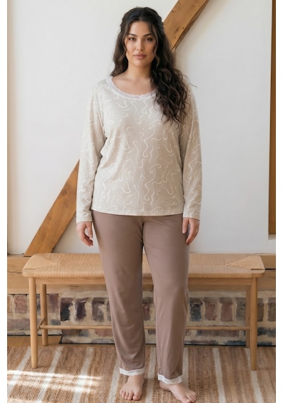 Siyah İnci Desenli Büyük Beden Battal Boy Viskon Örme Pijama Takım 26224855 Çok Renkli Siyah İnci Desenli Büyük Beden Battal Boy Viskon Örme Pijama Takım 26224855 Çok Renkli