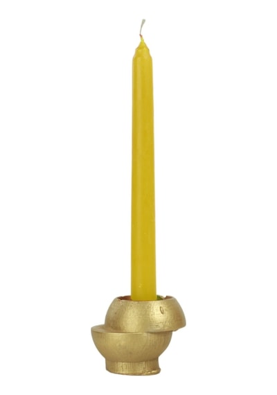 Mumluk Şamdan Tealight Ve İnce Mum Uyumlu Kesik Model - Altın