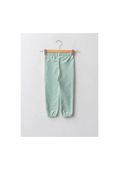 LC Waikiki Lcw Baby Yeşil Beli Lastikli Baskılı Kız Bebek Jogger Eşofman Alt Dull Green