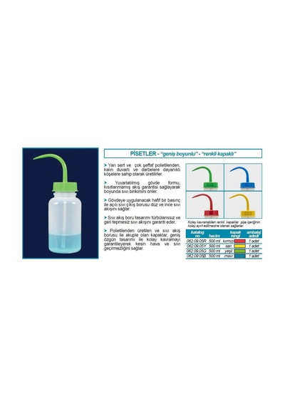 Isolab Piset - Geniş Boyun - P.e. - 500 Ml - Sarı Kapak