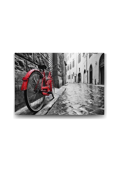 Dar Sokakta Kırmızı Bisiklet Tablosu - 90x60cm