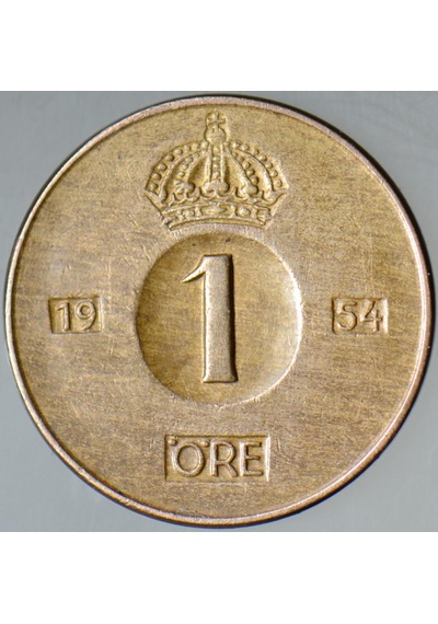 İsveç 1 Öre 1954 Kral 6. Gustaf Dönemi.