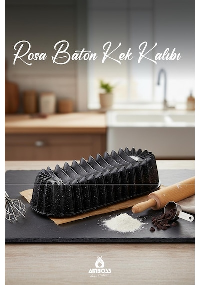 Rosa Döküm Baton Kek Kalıbı 34x12 Cm Siyah