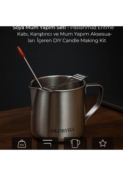 Olorvela Soya Mum Yapım Seti - Paslanmaz Eritme Kabı, Karıştırıcı Ve Mum Yapım Aksesuarları İçeren Dıy Candle Making Kit Gümüş Yaldızlı Olorvela Soya Mum Yapım Seti - Paslanmaz Eritme Kabı, Karıştırıcı Ve Mum Yapım Aksesuarları İçeren Dıy Candle Making Kit Gümüş Yaldızlı
