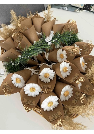 Bernami Mumluk Şamdanpinterest Kişiye Özel Düğün Nişan Söz Hediyelik Papatya Buket - 10 Adet Diğer