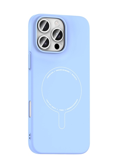 Maks Technology iPhone Uyumlu 16 Pro Kılıf M-safe Şarj Özellikli Kamera Korumalı Mkst Elio Sert Pc Kapak - Açık Mavi