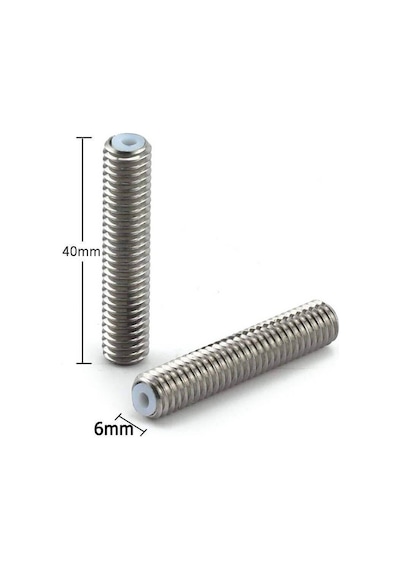 Koodmax 2 Adet 3d Yazıcı M6 Boğaz Ptfe Boru Paslanmaz Çelik Mk8 Besleme Tüpü Memesi Boğazı 40x6mm