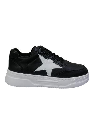 Durmazshoes Hakiki Deri Casual Ayakkabı Siyah - Beyaz
