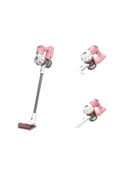 Pilli Sesli Vakumlu Dikey Elektrik Süpürgesi Çekme Özellikli Eğitici Oyuncak Pembe