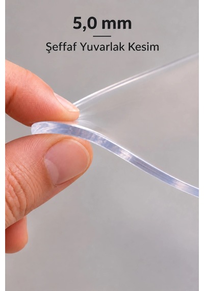 İzen 5,0 Mm Şeffaf Yuvarlak Pvc Masa Örtüsü Silinebilir Masa Koruyucu 75 Cm Çap