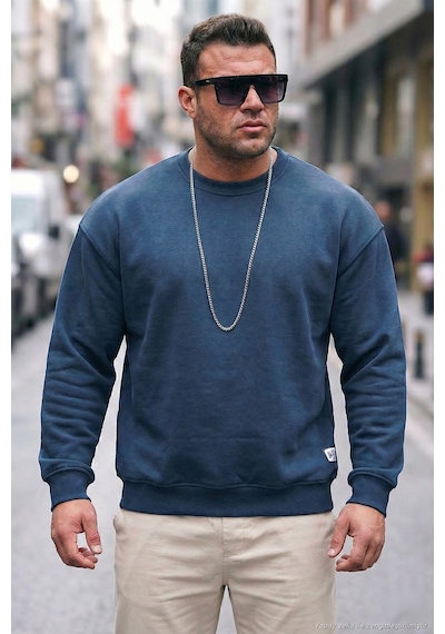 Buratti Regular Fit Bisiklet Yaka Pamuklu Içi Tüylü Yumuşak Şardonlu Erkek Sweat 5905255 Indigo