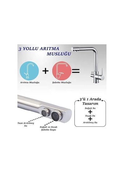 Aqua Bella 3 Yollu Arıtma Bataryası Şebeke Ve Arıtma Çıkışlı Su Arıtma Cihazı Musluğu