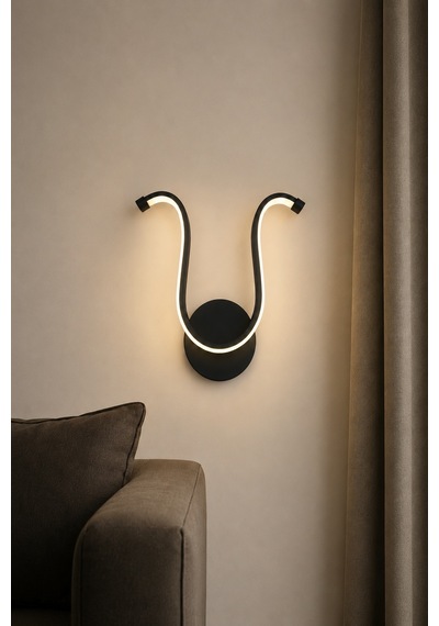 Vira Modern Led Duvar Apliği Günışığı Siyah