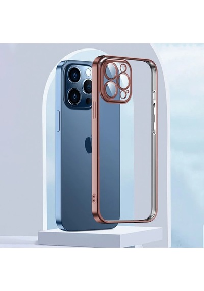 Ally Fashion Series Apple iPhone Uyumlu 13 Pro Max Kılıf Renkli Kenar Lazer Çerçeveli Silikon Kılıf- 5775 Lacivert