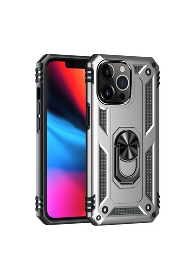 Apple iPhone Uyumlu   13 Pro Max Kılıf Sofya Yüzüklü Silikon Kapak - Gümüş