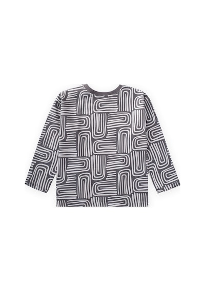 Cigit Uzun Kollu Desenli Erkek Çocuk T-shirt - Antrasit
