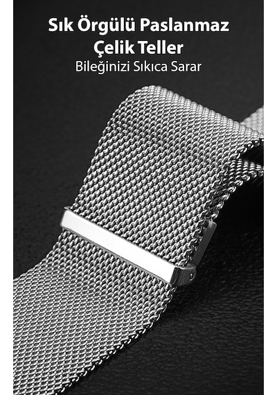 Polham Çelik Milano Loop Samsung Galaxy Uyumlu Watch 20mm Ve Huawei Gt2 Gt3 Magic 2 42mm İçin Kordon Kayış