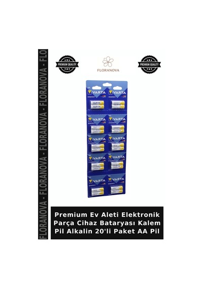 Premium Ev Aleti Elektronik Parça Cihaz Bataryası Kalem Pil Alkalin 20'li Paket Aa Pil