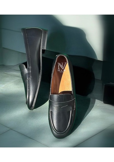 Ne&ve Shoes Siyah Hakiki Deri Kadın Loafer Ayakkabı
