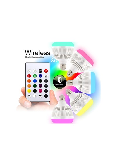 Bluetooth Hoparlör Led Ampül Beyaz Lamba Ve Rgb 16 Renkli Ampul Çok Renkli