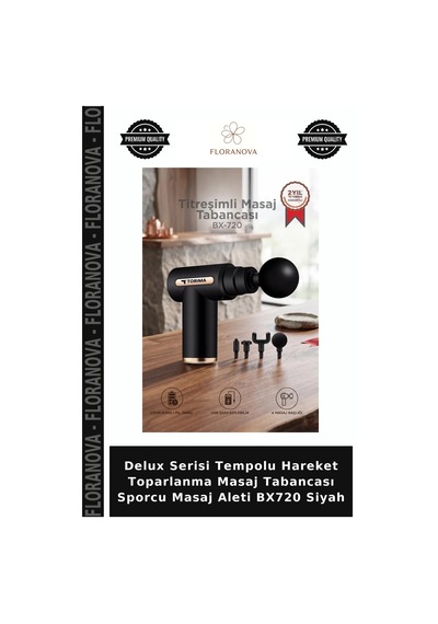 Delux Serisi Tempolu Hareket Toparlanma Masaj Tabancası Sporcu Masaj Aleti Bx720 Siyah