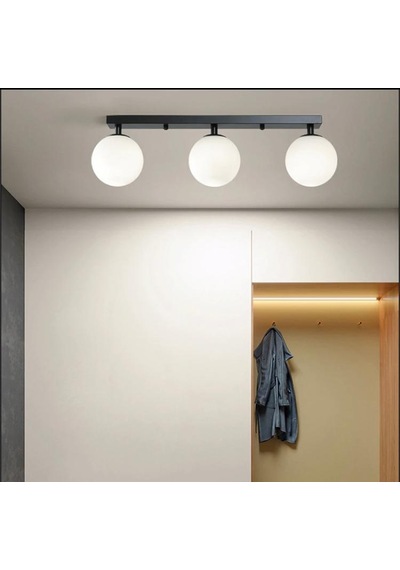 Rsylight Metal Modern Siyah Opal Camlı Tavan Plofyoner 3 Lütavan Avize-rys9019032
