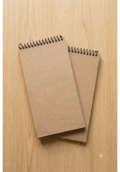 Premium Kraft Kapaklı Not Defteri 10x20 Cm, 120 Gr Kalın Yaprak, 30 Yaprak